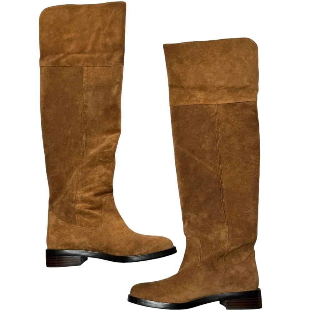 J. Crew | Brown Suede Over The Knee Riding Boots 9.5